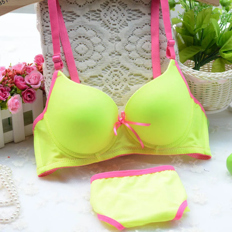 New arrival Lolita cotton bra set fluorescent candy color