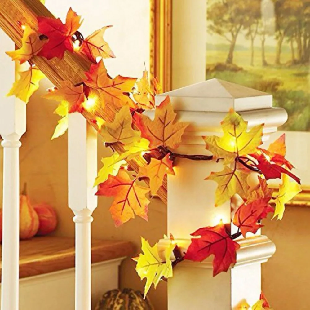 

Thanksgiving Decorations Lighted Fall Garland Maple Leaf Led String Lights Halloween String Lights 20 LED Thanksgiving Gift