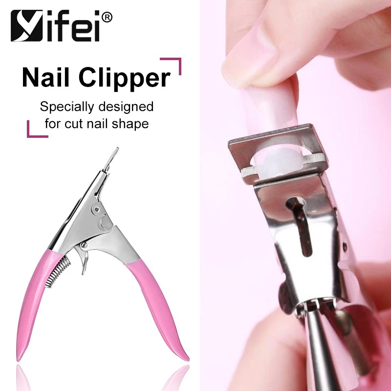 

YIFEI Nail Clipper Manicure Clamp Clippers Special Type U Word Scissors Cut False Professional Manicure Tools Nail Patch