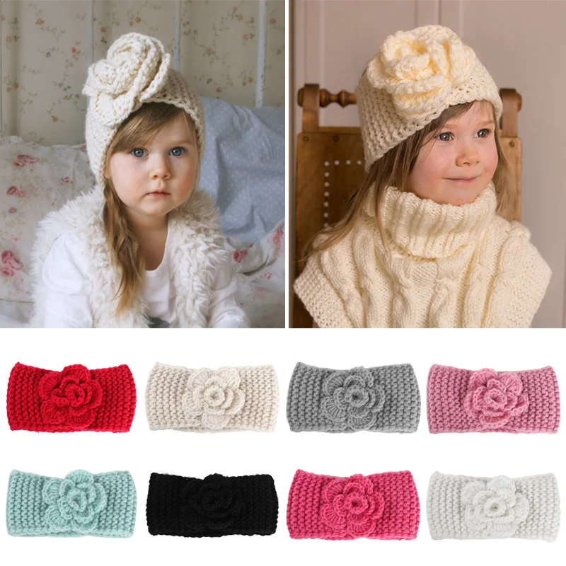 

Sweet Knitted Baby Head Band Soft Warm Floral Infanrt Hair Bands for Girls Kids Headband Hair Accessories