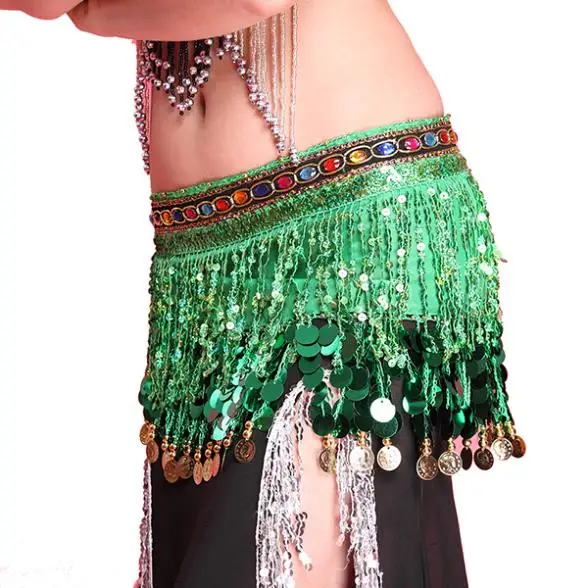 

New Sexy Dance Skirt Hip Scarf Chiffon Rhinestone Tassel Decor Sequin Hip Wrap Belt 2017