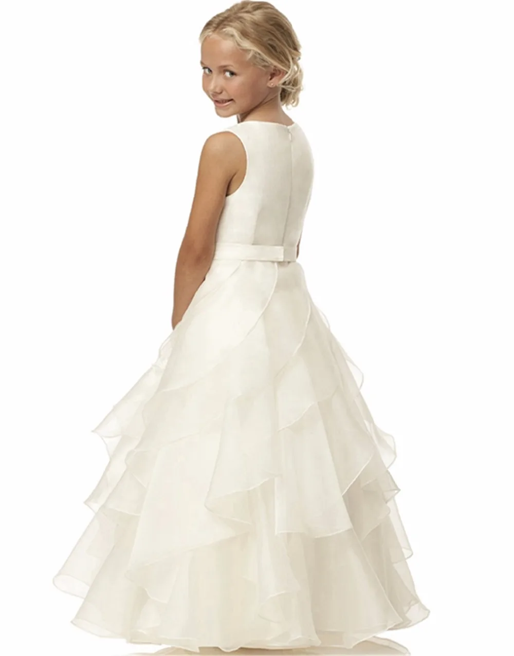 Новые брендовые Платья с цветочным узором для девочек белое/цвета слоновой кости; платье для торжеств; платье для причастия детское платье для свадьбы для маленьких девочек