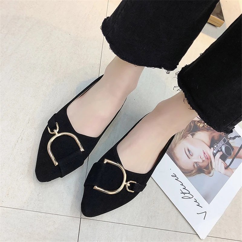 

Ho Heave Spring Flats Women Shoes Women Slip On Women's Loafers Metal Decoration Large Size Female Fashion Casual Shallow Flats