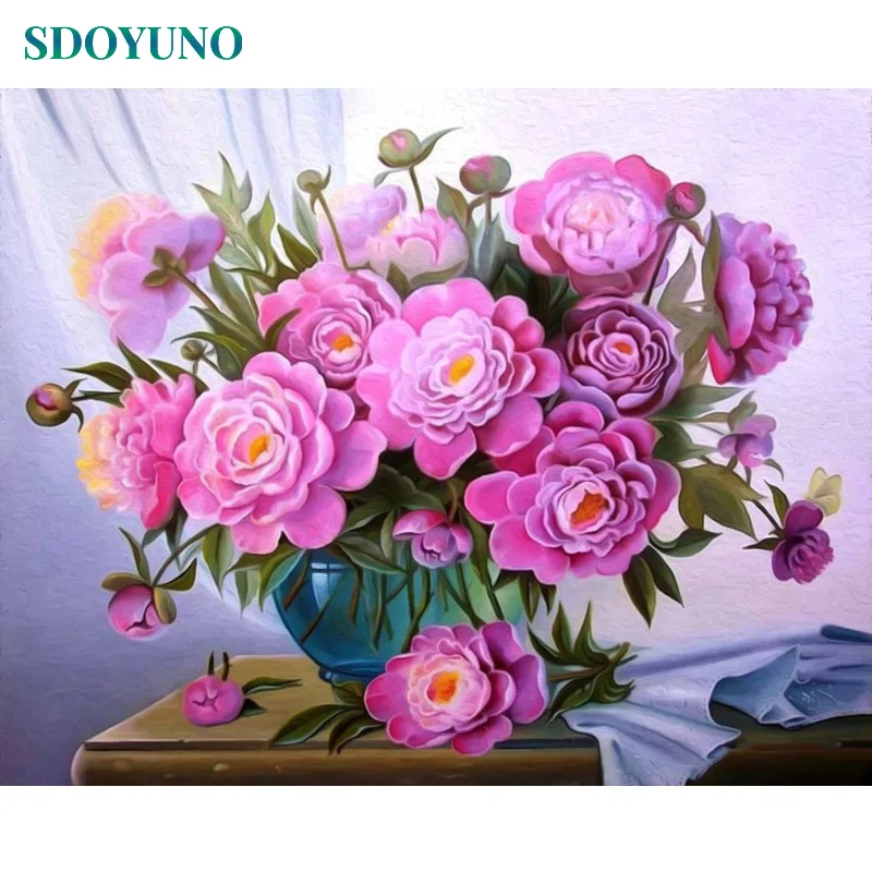 SDOYUNO oil Painting By Numbers Flowers DIY Frameless 60x75cm pictures by numbers on canvas Digital Painting For Home Decor - Цвет: 687