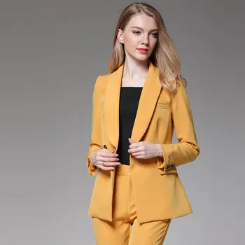 

Custom fashion ladies suit ladies casual double-breasted suit two-piece suit (jacket + pants) women's business formal wear