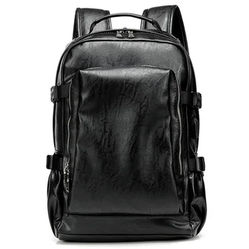 

Casual Shoulder Bag Male Business Computer Backpack Pu Leather Retro Student Backpack
