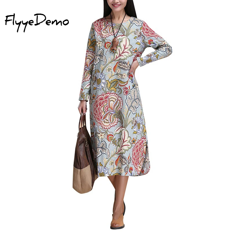 2017 New Autumn Graceful National Maxi Long Dresses Floral Printed Vestido De Festa Classical Retro Slim National Long Dress long-floral-maxi : image 2017 New Autumn Graceful National Maxi Long Dresses Floral Printed Vestido De Festa Classical Retro Slim National Long Dress long-floral-maxi