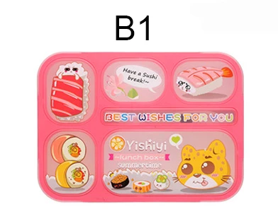 Милый мультфильм здоровый пластиковый контейнер для еды, многоцелевой взрослые леди ребенок Ланчбокс Ланч Bento Box посуда BPA бесплатно - Цвет: B1