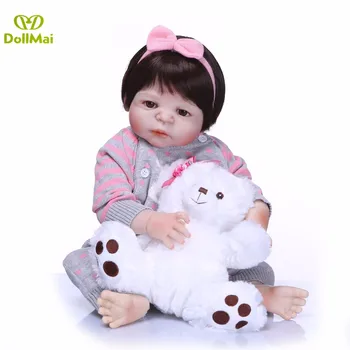 

22"55cm full silicone reborn baby girl dolls toys for children birthday gift bebes reborn realista menina bonecas