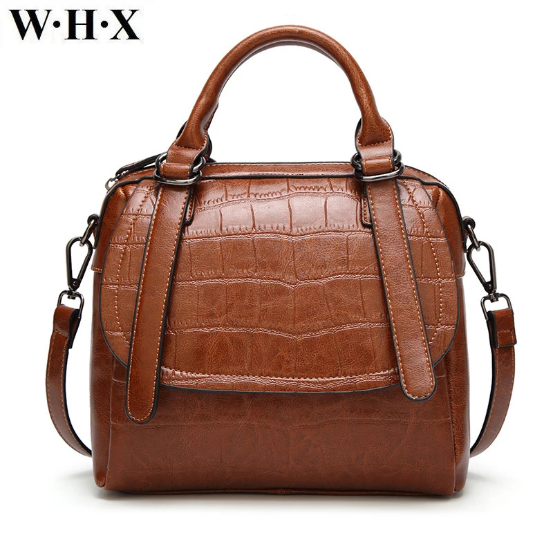 

WHX Brand Women Handbags Crocodile Leather Fashion shopper tote bag Female luxurious shoulder bags Ladies Messenger Bags