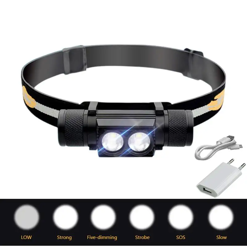 

LED Mini headlamp USB Rechargeable 9 Modes CREE XM-L2 Headlight IPX6 waterproof head light torch flashlight lamp 1* 18650 light