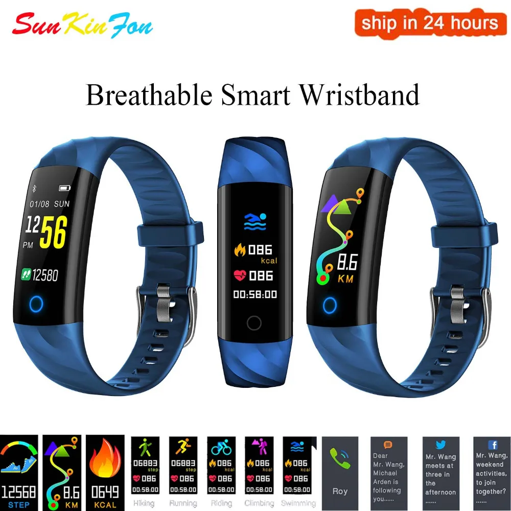 

For Sony One Plus HTC LG D2 Smart Breathable Wristband Heart Rate Blood Pressure Oxygen Monitor Fitness Tracker Sport Smart Band