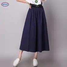 NFIVE бренд Модные женские японские летние маленькие свежие повседневные длинные юбки однотонные хлопковые свободные удобные юбки с эластичной резинкой на талии