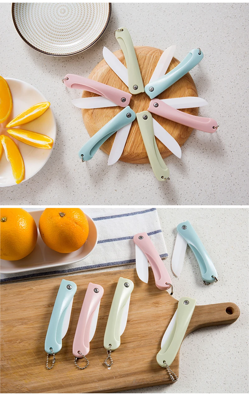 TUUTH Folding Ceramic Knife 3 inch Colorful Handle Fruit Ceramic Paring Kitchen Knife Accessories A6