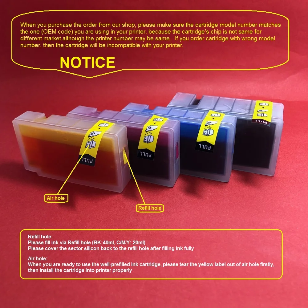 

YOTAT Full Dye ink refillable PGI-1500 PGI1500 ink cartridge for Canon MAXIFY MB2050 MB2354 MB2355 MB2150 MB2750