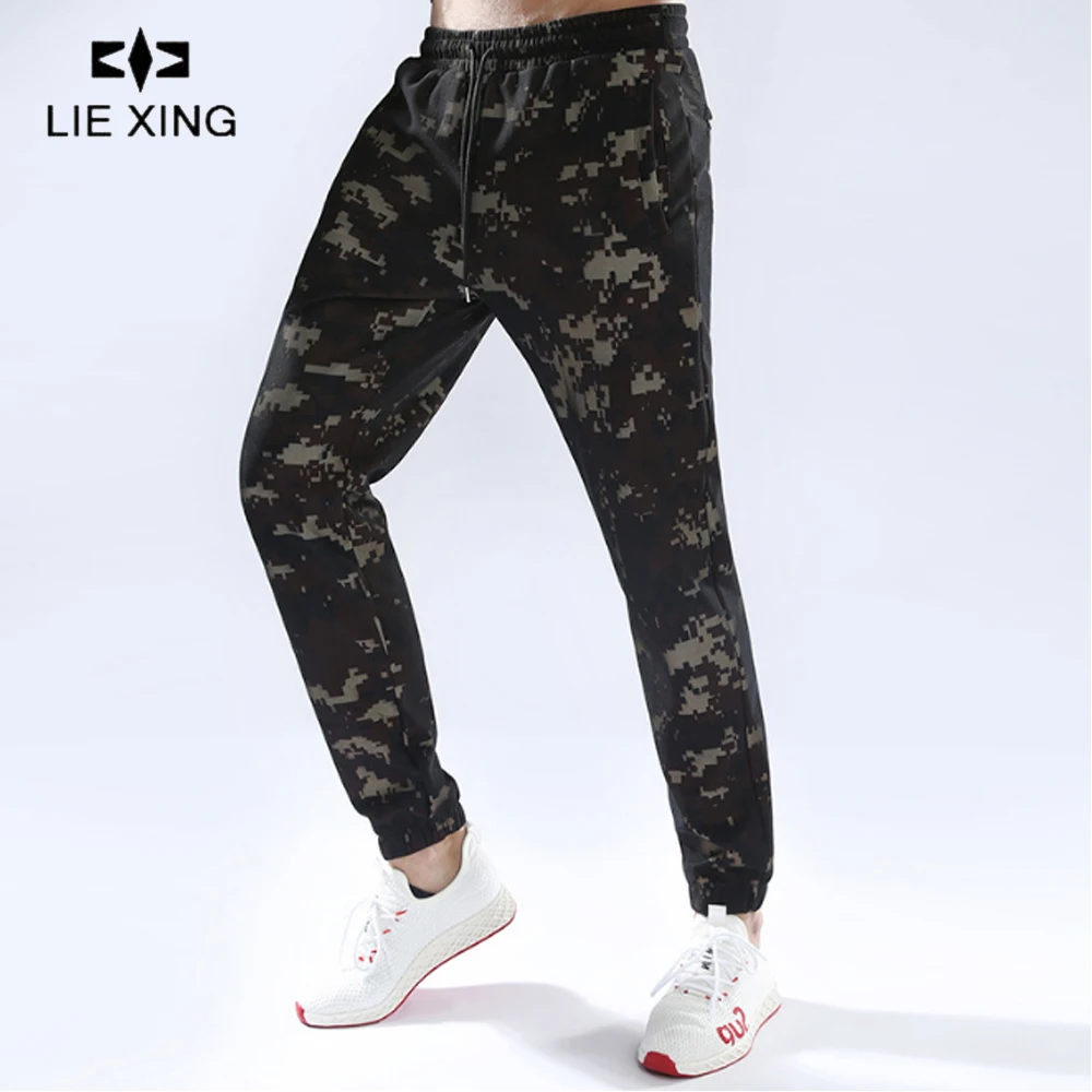 

LIEXING Camouflage Running Training Jogging Pants Mens Joggers Slim Fit Sweatpants Zipper Workout Polyester Sport Trousers Men