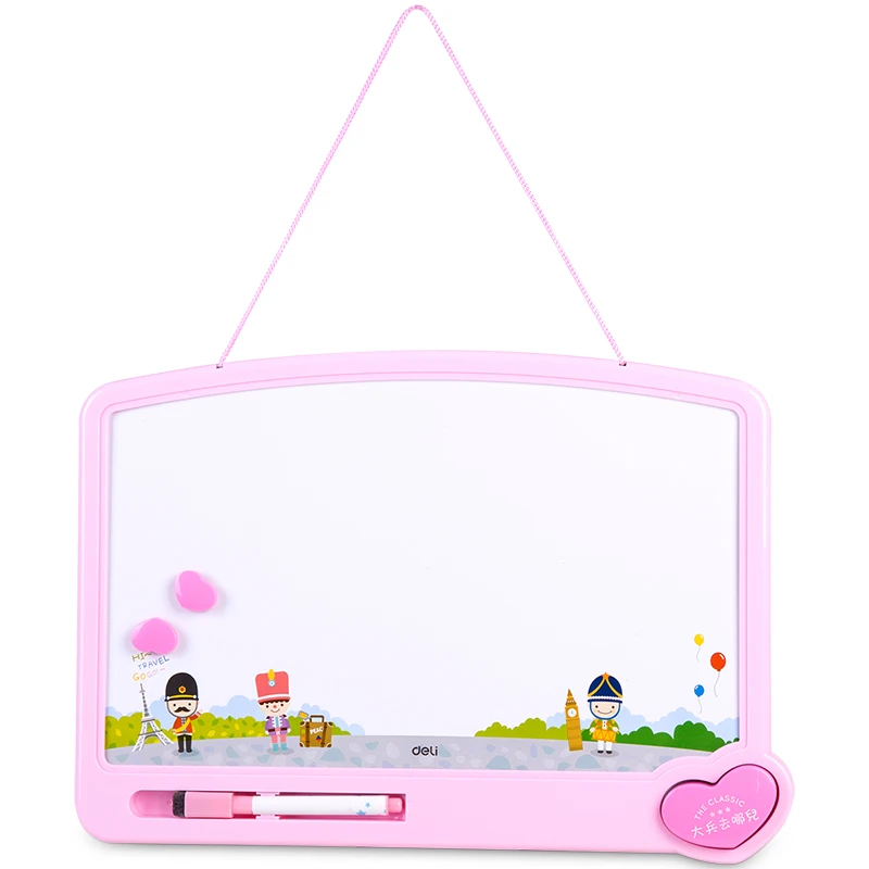 

1 Pc Students Whiteboard Suspension Type White Board 350x260mm Include Mark Pen Eraser And Magnetic Button Deli 7805