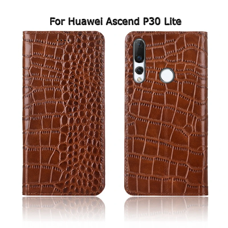 Из натуральной кожи чехол для huawei Ascend P30 Lite про крокодила зерна флип стенд телефон Чехол