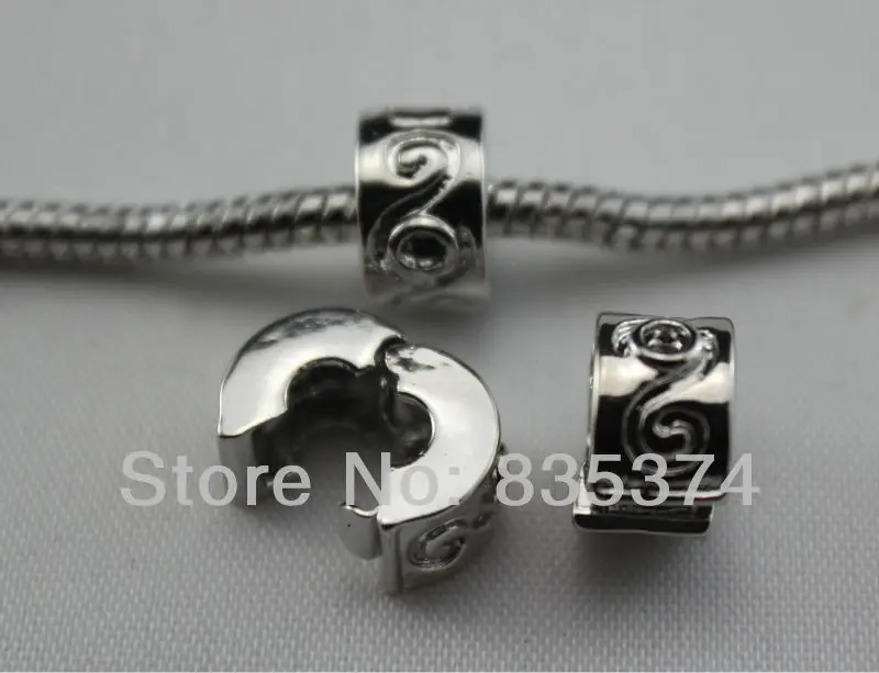 20pcs Stopper Clips/ locks European Beads Jewelry Findings Fit Bracelets / Snake Chainsin Beads