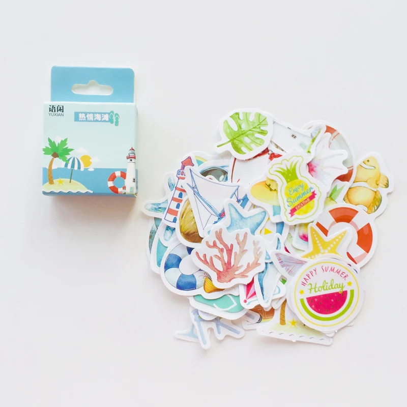 50 листов/коробка Лето океан пляж DIY клейкие наклейки декоративные Скрапбукинг дневник альбом палочка этикетка
