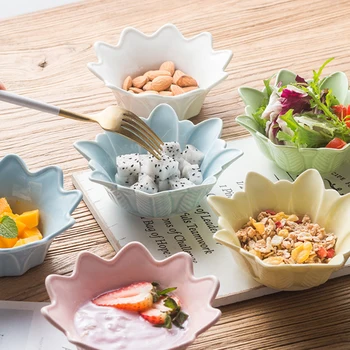 

Salad Bowl Fruit Bowl Fruteira Tray Ceramic Irregular Shape Ware Flower Edge Container Sun Shape Ware Colored Soup Cup Container