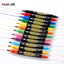 Oily Marker Pen Children Drawing Painting Marker Pen Colorful Waterproof Pen 8/12Pcs Dual Tip Permanent Sign Marker Pen MP-609 sanford 1747388 stainless steel permanent marker fine tip black