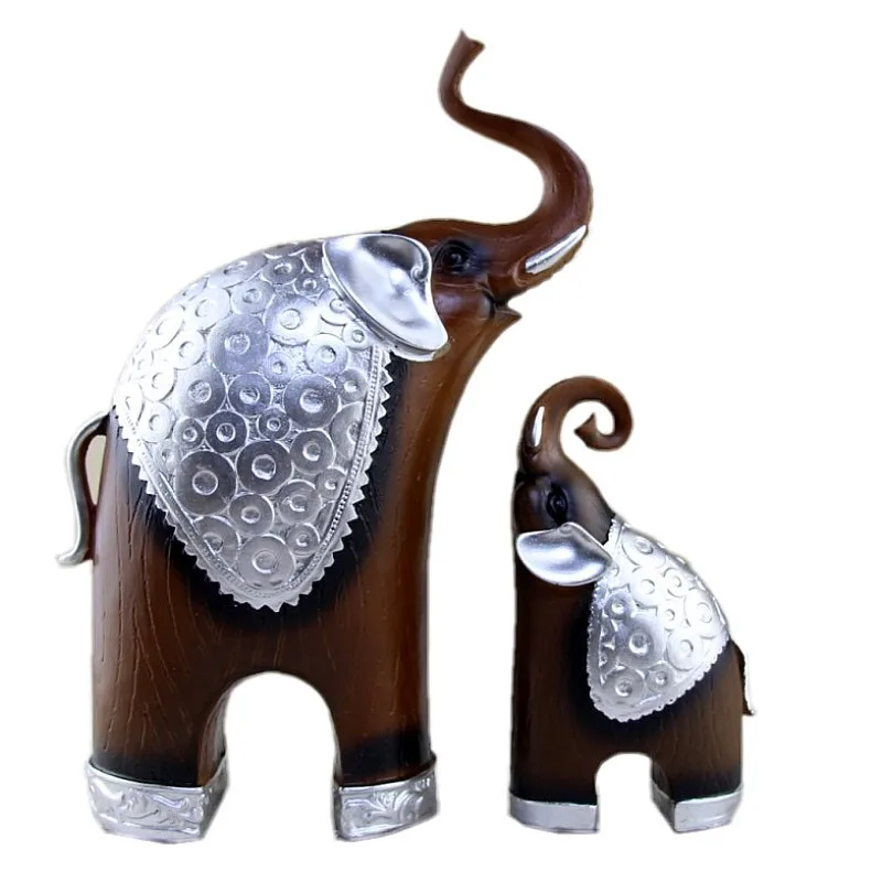 

Vintage Home Decor Wood Grain Elephants Ornaments Miniature Antique Elephant Figurine Resin Decoration Retro Furnishings Gifts