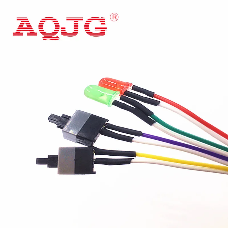

10PCS Power Switch ON OFF Reset Cable Cord Line For PC Computer Motherboard Case Line With Red+Green Light AQJG