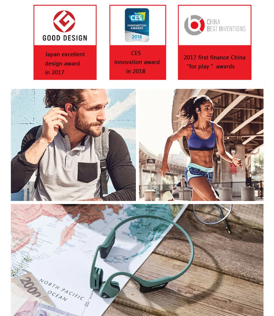 Perfect AFTERSHOKZ TREKZ AIR Bone Conduction Wireless Sport Neckband Headset Headphone Bluetooth Stereo Earphones Headsets for AS600/650 2