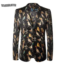 Большой размер 3D печатных птиц блейзер для мужчин Giacca Uomo Elegante Slim Fit пиджак стильный Повседневный свадебный дизайн блейзера блей