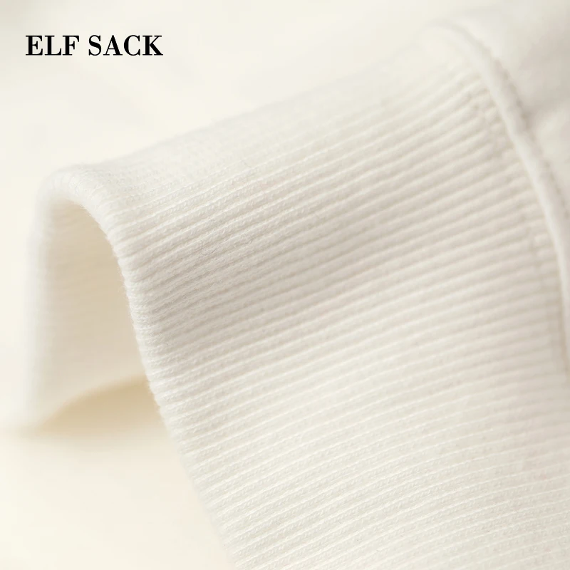 Женское платье Толстовка ELFSACK белое однотонное с меховым воротником длинные