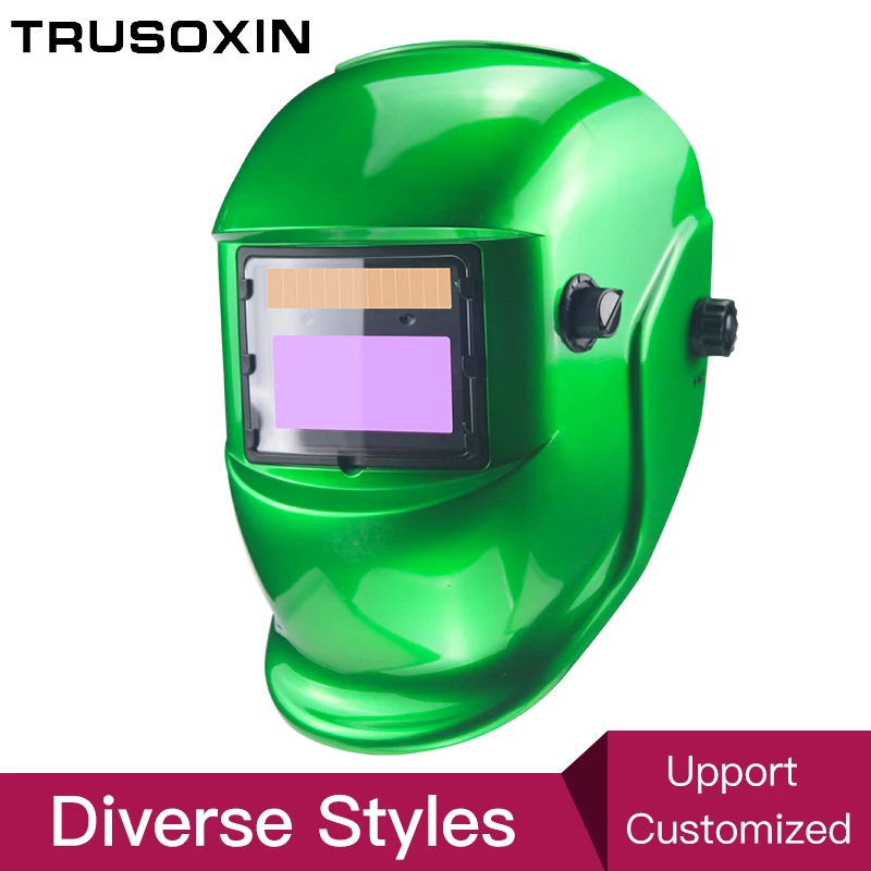 Solar Auto Darkening Electric Wlding Mask/Helmet/Welder Cap/Welding Lens/Eyes Mask for Welding Machine and Plasma Cutting Tool - Цвет: Green