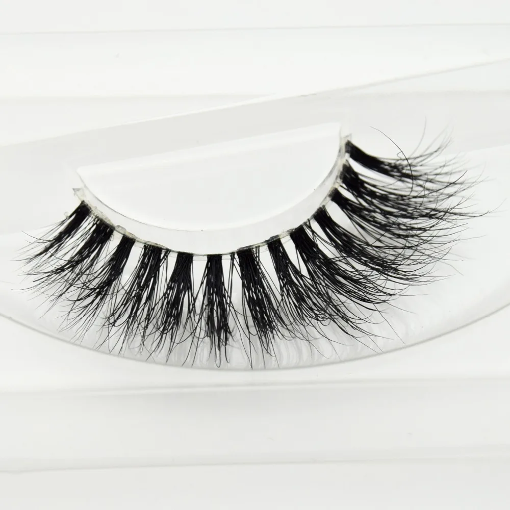 

High Quanlity 3D Real Mink Lashes Crystal 100% Handmade Thick Soft False Eyelashes Eye Lashes Transparent Stem New 1 Pair F116