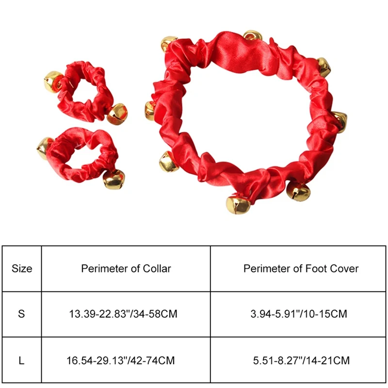 Новогодний красный чехол для домашних кошек и ног(одна пара) с эластичным поясом с колокольчиками, легко носить орнамент-Мягкий тканевый воротник