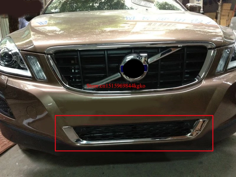 Для 2009 2013 Volvo XC60 ABS Хромированная передняя решетка Вокруг обрезки переднего