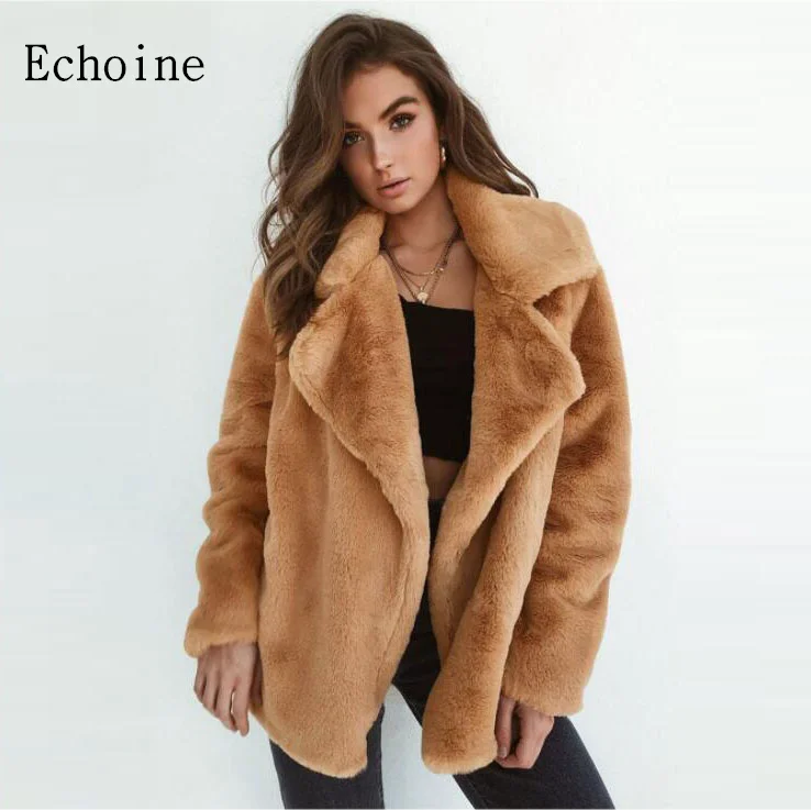 Autumn Winter Faux Fur Coat Women Warm Soft Jacket Ladies