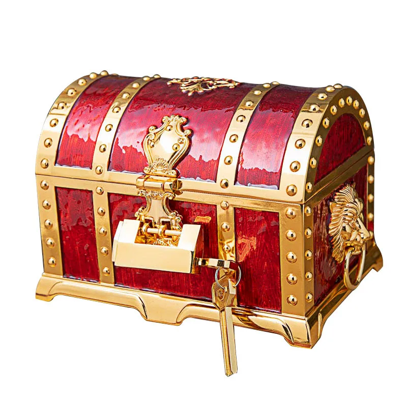 Винтажное украшение для дома, большой размер, Пиратская коробка, сундук с сокровищами, шкатулка для украшений, органайзер, металлическая художественная поделка, Декор, брелок, ящики для хранения