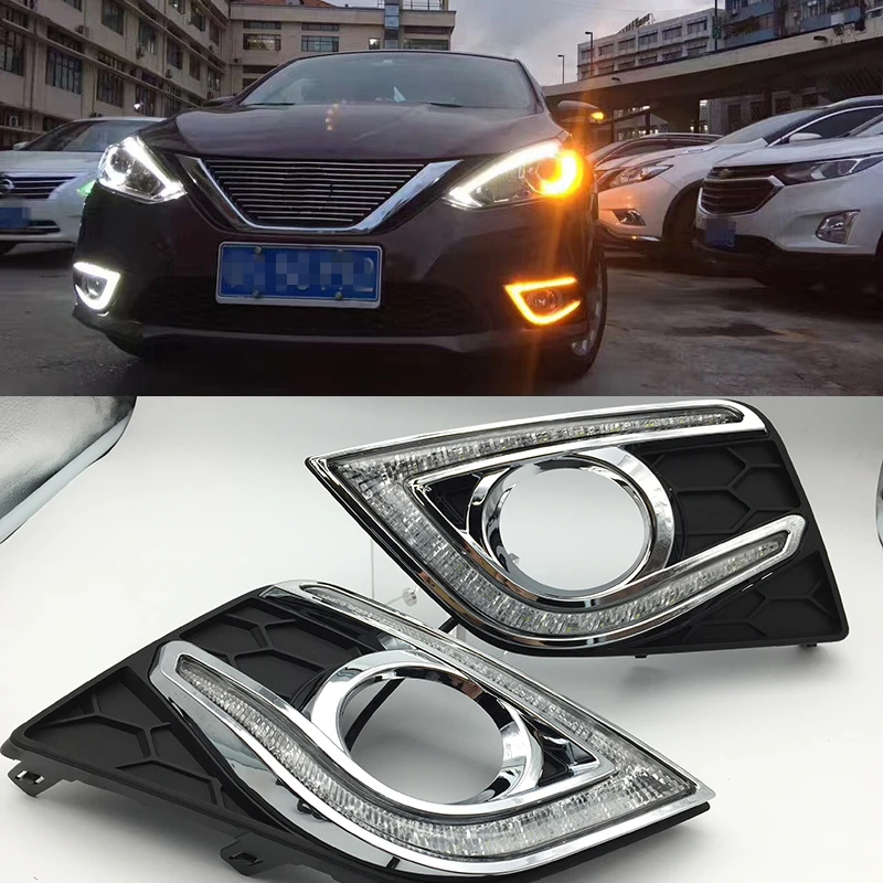 Мигающий автомобиль 2 шт. DRL для Nissan Sentra 2016 2017 дневные ходовые огни