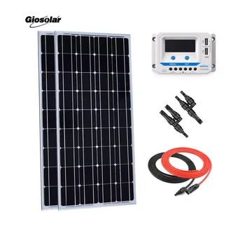 

200 Watt 12 Volt Monocrystalline Solar Panel Kit with 20Amp Battery EP Solar Charge Controller, Cable, MC4 Connector