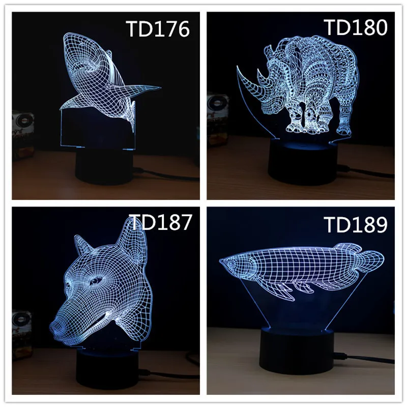 7 цветов Изменение животных модель 3D ночник USB Сенсорная настольная лампа|night light