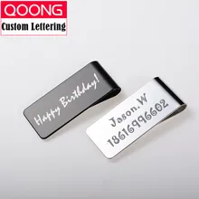 QOONG Custom Lettering Stainless Steel Men Women Money Clip Wallet Metal Credit Card Money Holder Bill Steel Clip Clamp QZ40-004 QOONG Custom Lettering Stainless Steel Men Women Money Clip Wallet Metal Credit Card Money Holder Bill Steel Clip Clamp QZ40-004