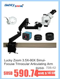 Luckyzoom 3.5X-90X Simul-Focal Одиночная стрела 13 кг штатив для микроскопа Тринокулярный Стерео Зум микроскопио кольцо свет