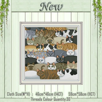 

Cats animal cartoon diy painting counted printed on the canvas DMC 11CT 14CT kits chinese Cross Stitch embroidery needlework Set