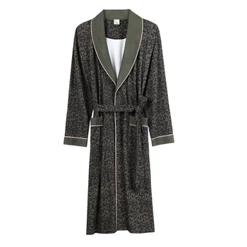 

Bath Robe New Arrival Man's Luxury Spring Autumn 100% Cotton Long Bathrobe Pijamas Hombre Sleepwear Lounges Plus Size Pajamas