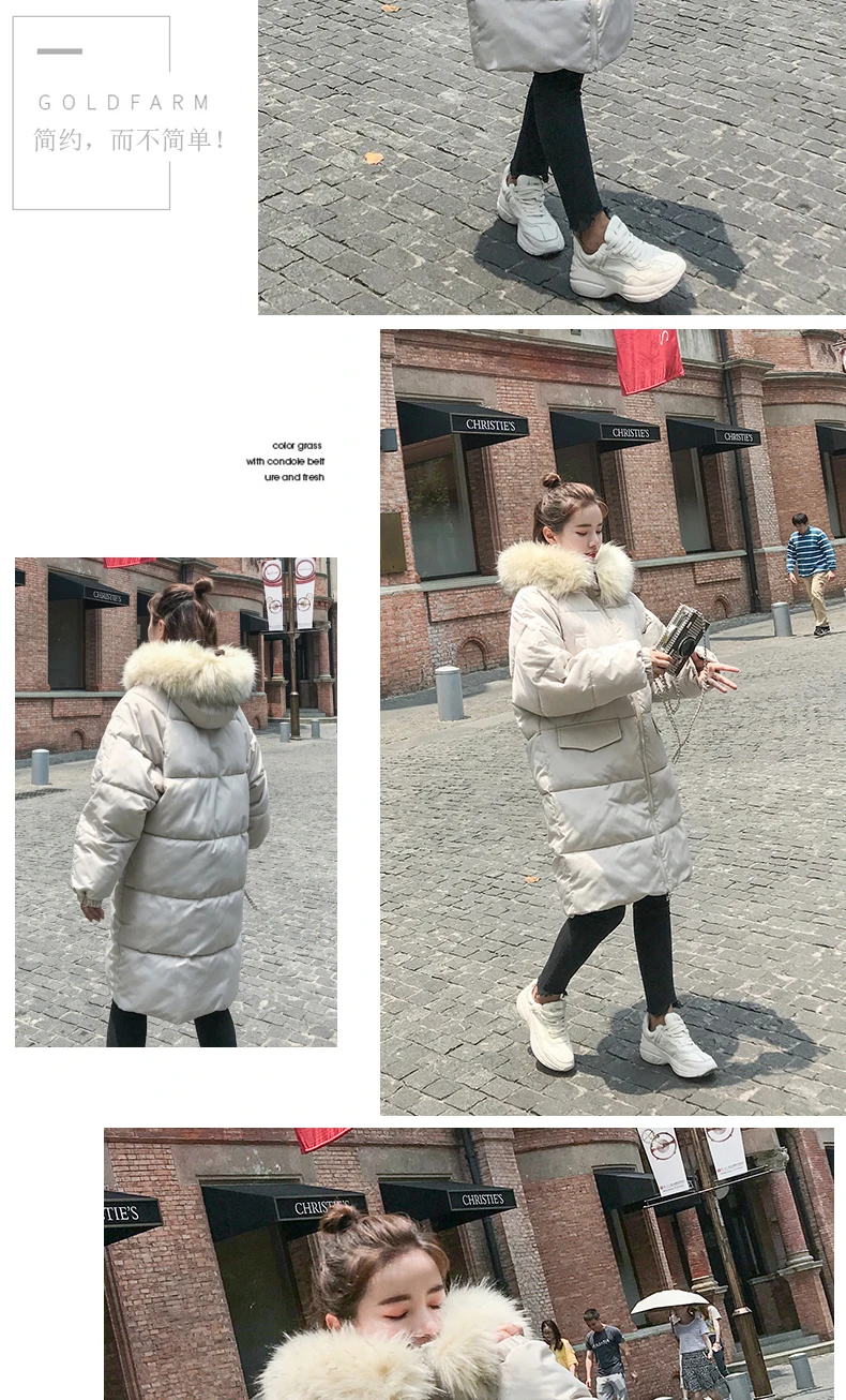 Fdfklak, большой размер, свободный пуховик, женская зимняя куртка, меховой капюшон, хлопковое пальто, толстые длинные женские пальто, парка, jaqueta feminina