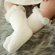 Baby Girls Lovely Soft Cotton Socks Kids Knee High Lace Child Hosiery Warm
