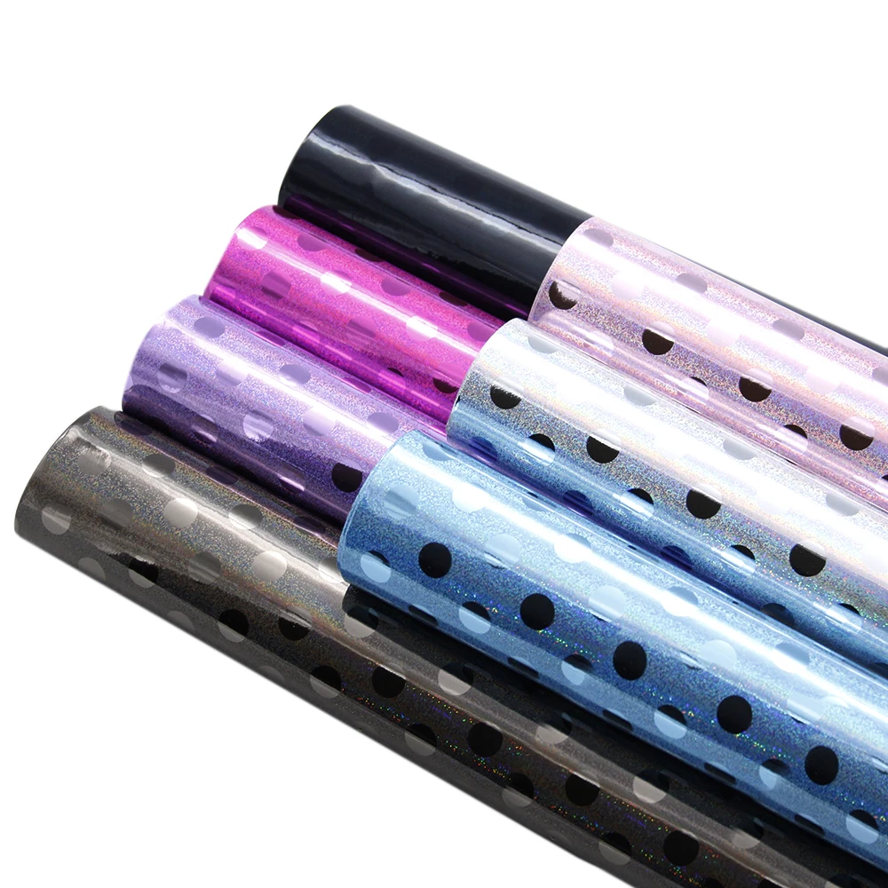 

david angie 20*34cm Dot Hologram Synthetic Leather Fabric DIY Decoration Crafts DIY Bowknot Bags Handmade Materials,1Yc6084