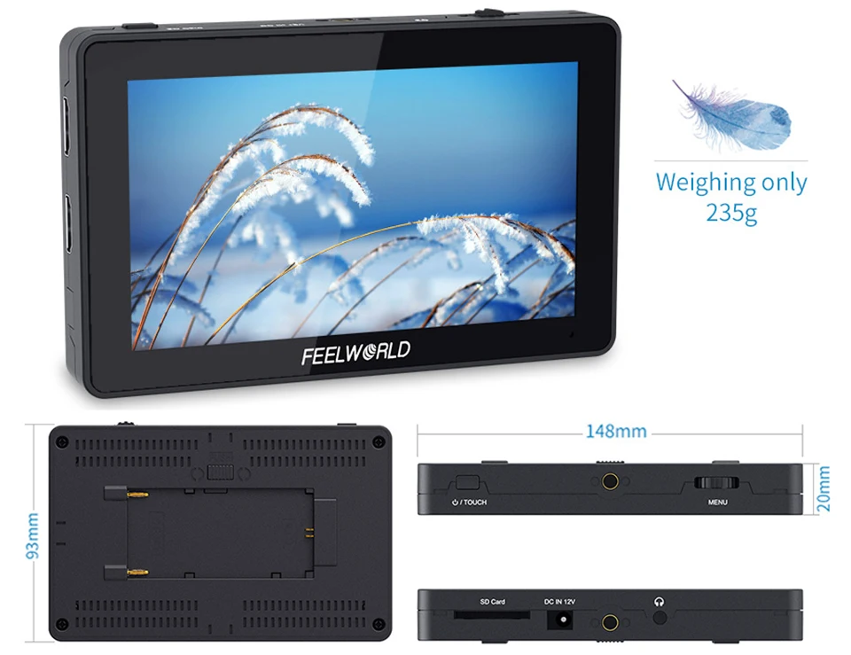 FEELWORLD F6 PLUS 5,5 дюймов 3D LUT сенсорный экран 4 K HDMI монитор Full HD 1920x1080 ips DSLR камера полевой монитор для камеры s Nikon