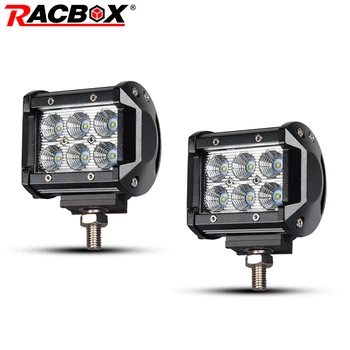 

RACBOX 2pcs 4 inch 18W LED Work Light Lamp Bar Slideable Flood Spot Beam 12V for Car Tractor Boat Motorcycle 4WD ATV LED Light