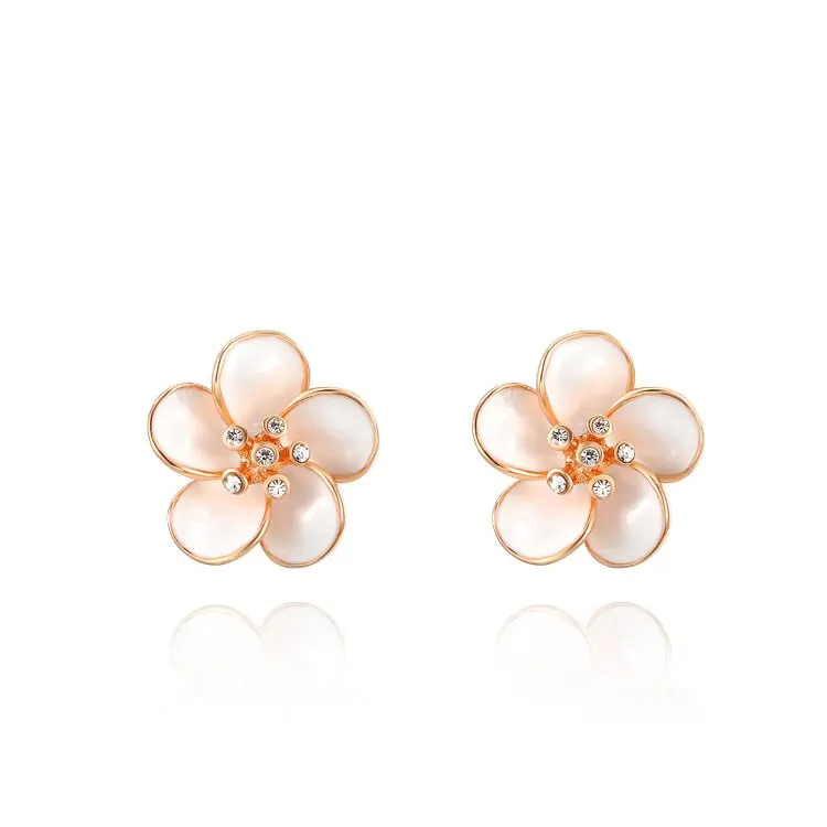 Fashion Bohemia Rose Gold Color Plumeria Flowers Stud Earrings Women's